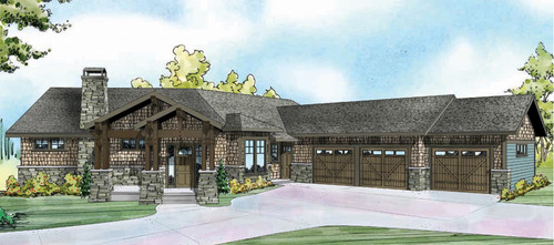 Mountain Rustic House Plan - Northbrook 53221 - Front Exterior
