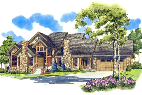 Lodge Style House Plan - Colter Ridge 64826 - Front Exterior
