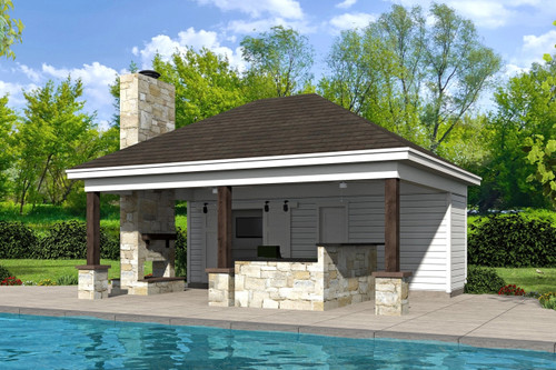 Traditional House Plan - Driftwood Poolhouse 76849 - Front Exterior