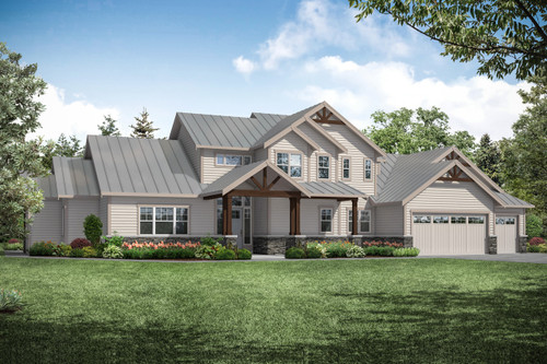 Lodge Style House Plan - Eatonville 77665 - Front Exterior