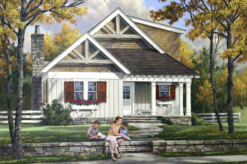 Craftsman House Plan - Touchstone 84962 - Front Exterior