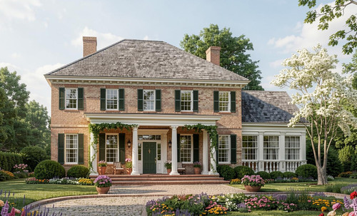 Colonial House Plan - Fairfax 49143 - Front Exterior