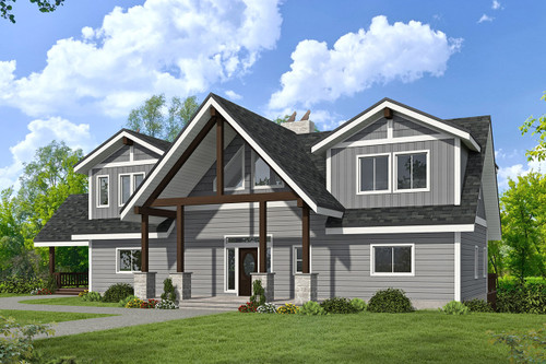 Mountain Rustic House Plan - 64428 - Front Exterior