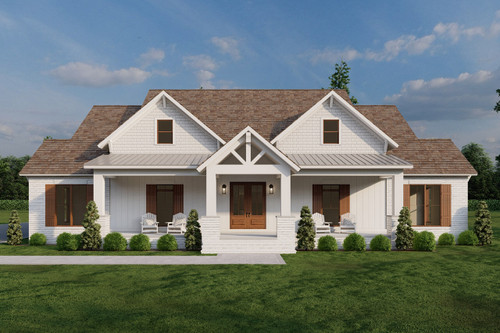 Farmhouse House Plan - Double Retreat 51409 - Front Exterior