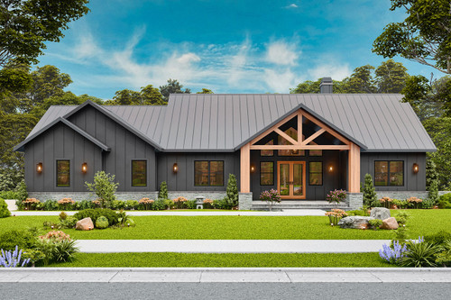 Mountain Rustic House Plan - Sunset Ridge 90068 - Front Exterior