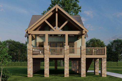 Mountain Rustic House Plan - River Falls Cabin 87737 - Front Exterior