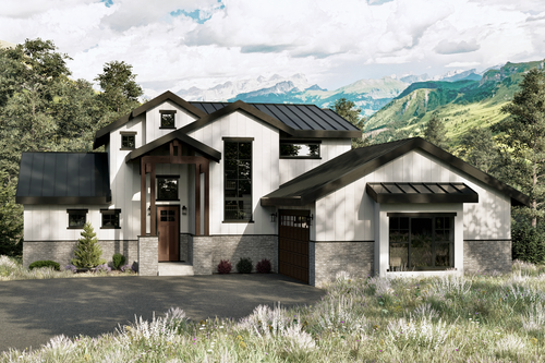 Mountain Rustic House Plan - Arctic Lupine 47306 - Front Exterior