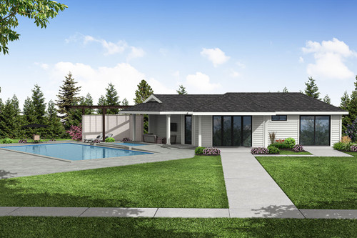 Traditional House Plan - Poolhouse 88845 - Front Exterior