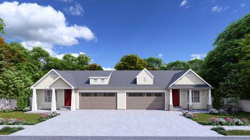 Craftsman House Plan - Lola Twin Home 69953 - Front Exterior