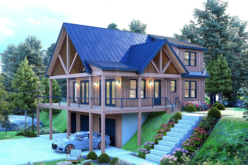 A-Frame House Plan - Laurel Pine Haven 69762 - Right Exterior