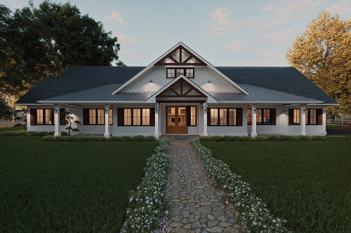 Farmhouse House Plan - Hollow Creek 67093 - Front Exterior