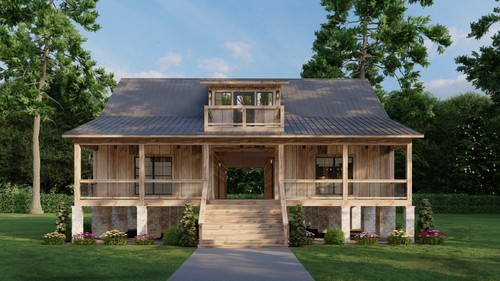 Mountain Rustic House Plan - Rustic Camp Retreat 24971 - Front Exterior