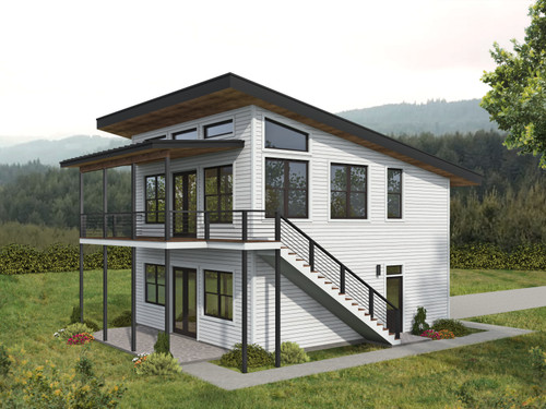Contemporary House Plan - Morris Ferry Overlook 78484 - Right Exterior