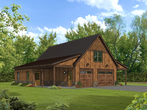 Mountain Rustic House Plan - Deer Haven Garage 3 43106 - Front Exterior