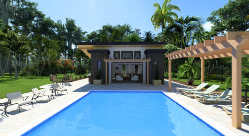 Modern House Plan - Aqua Haven Pool House 79447 - Front Exterior