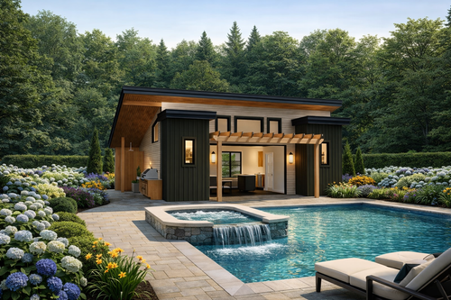 Modern House Plan - Aqua Haven Pool House 79447 - Front Exterior