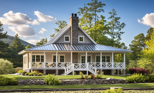 Mountain Rustic House Plan - River Rendezvous 49498 - Front Exterior