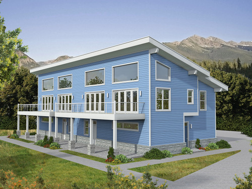Contemporary House Plan - Eagle Thunder Duplex 33055 - Front Exterior