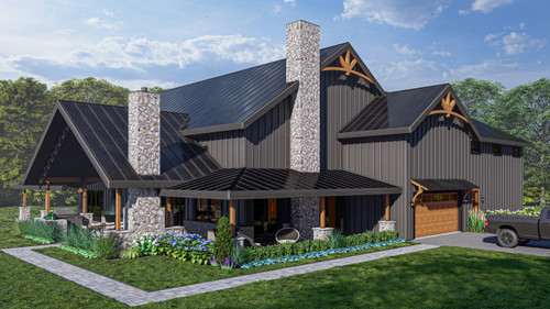 Farmhouse House Plan - Gaillardia #1 10992 - Right Exterior