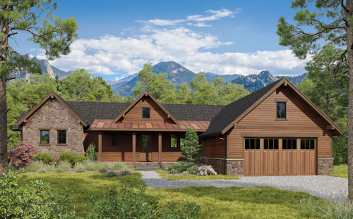 Lodge Style House Plan - Trappers Pass 81342 - Front Exterior