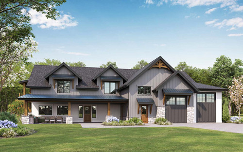 Mountain Rustic House Plan - Coffee 18417 - Front Exterior