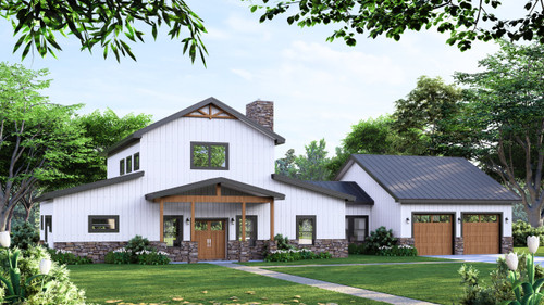 Farmhouse House Plan - Chrysanthemum 45612 - Front Exterior