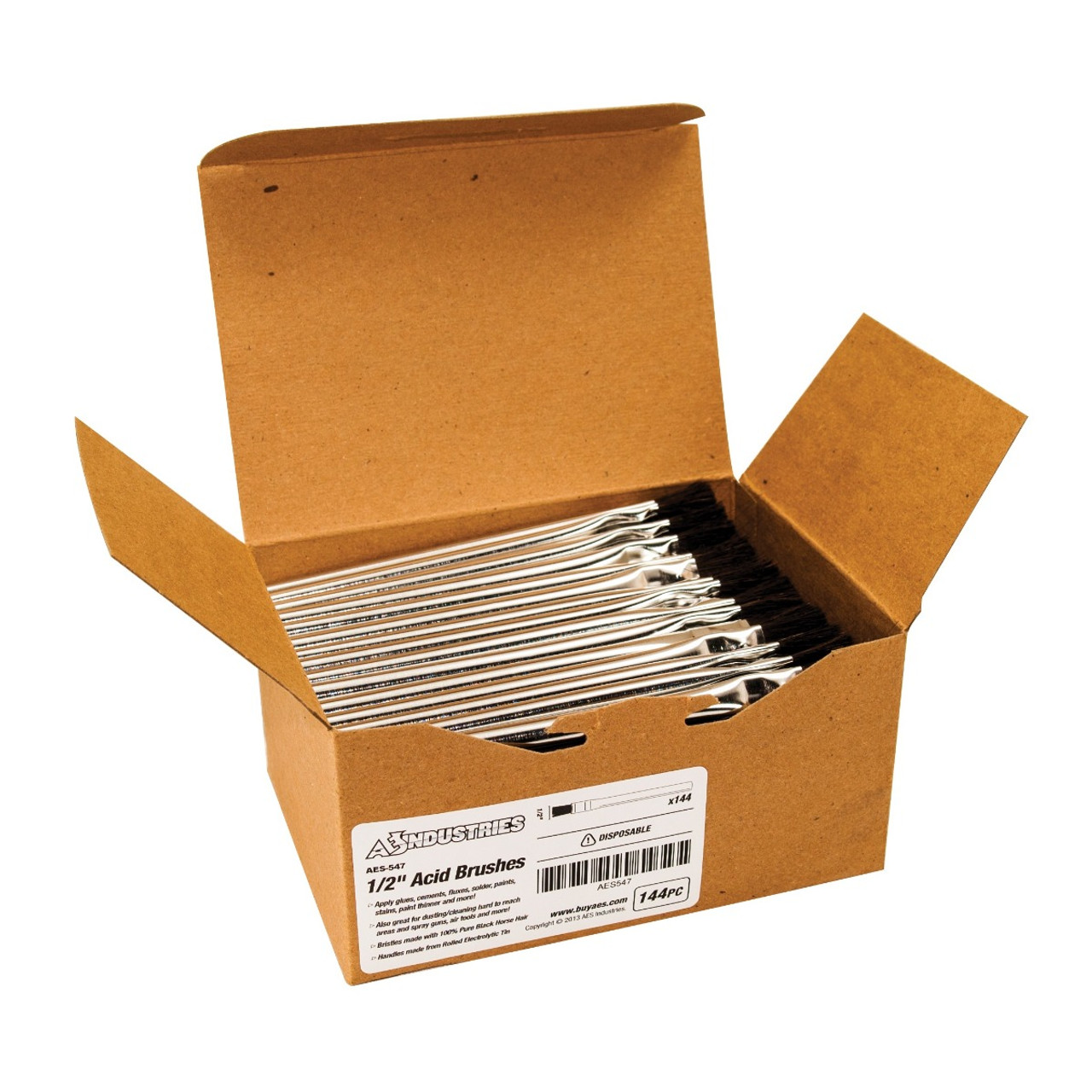AES Industries 1/2 Acid Brushes - Made in USA (144pc)
