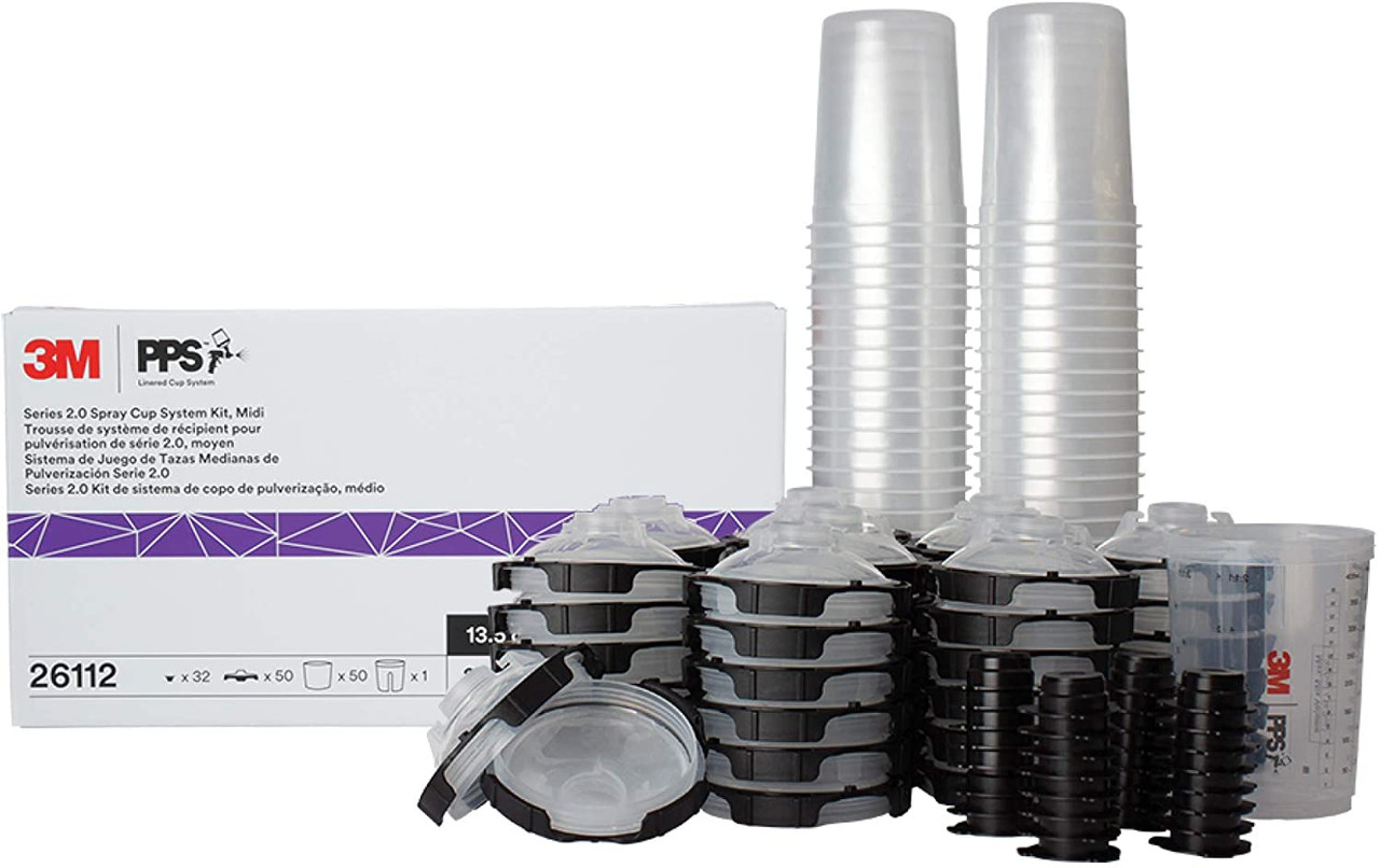 3M 26112 2.0 Spray Gun Cup, Lids and Liners 13.5 oz Kit