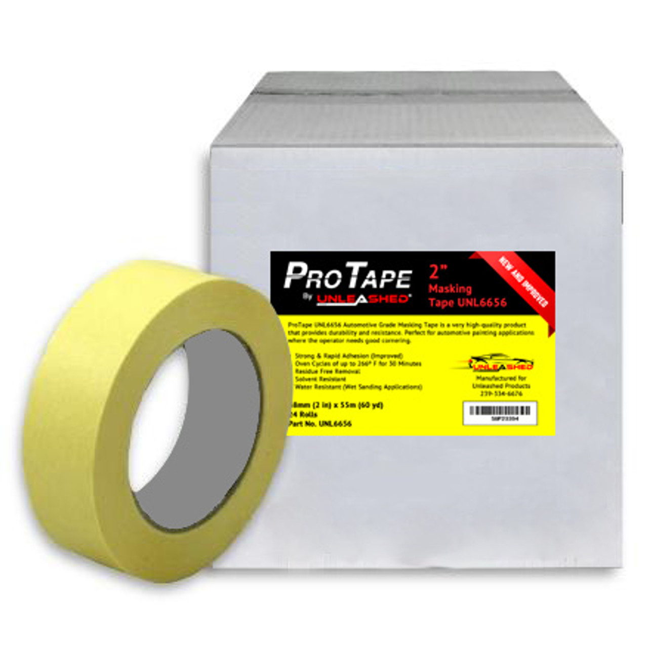 ProTape 6656 2 Masking Tape Yellow 48mm (2 Inch) x 55m (60 Yards) 24/Case