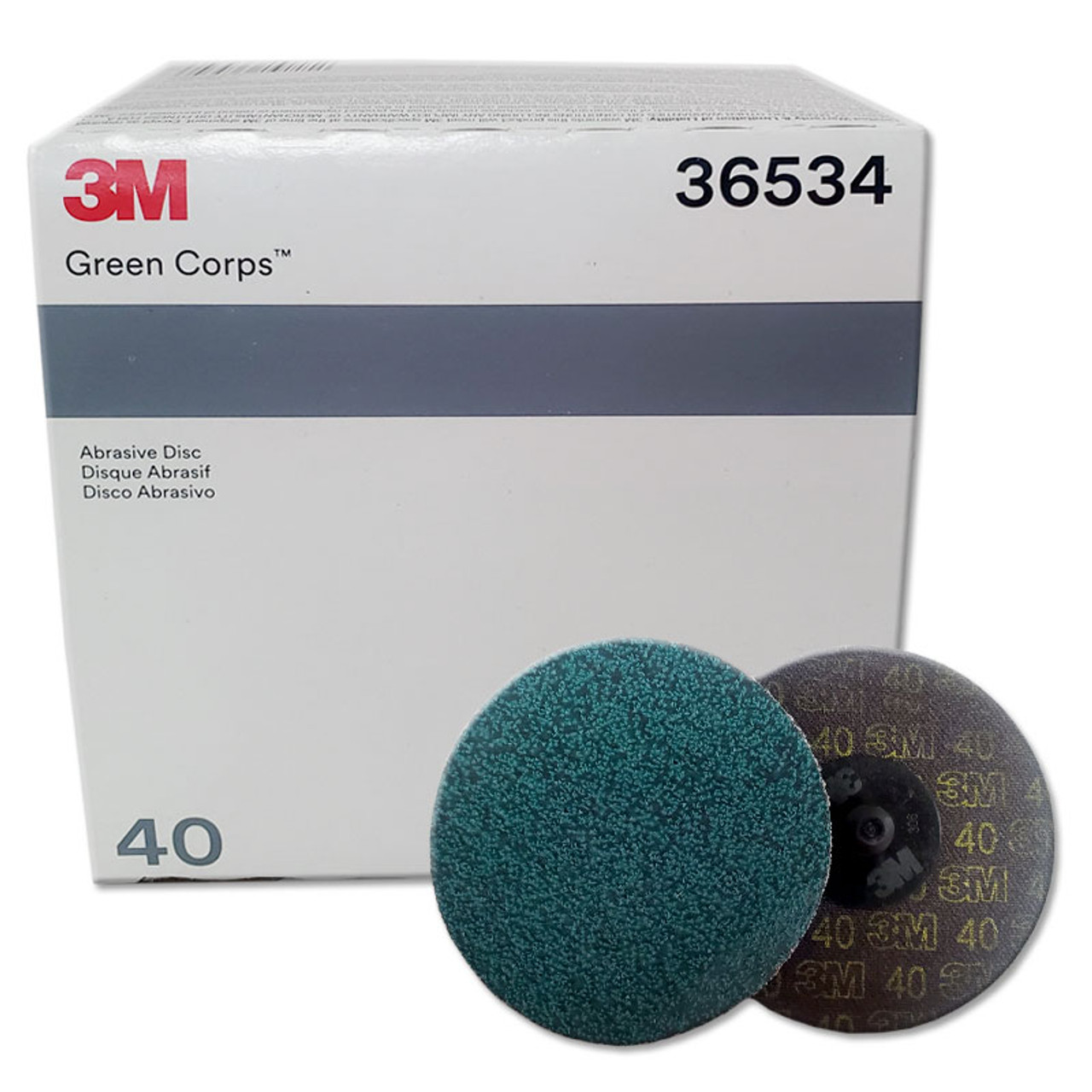 3M 36534 3" 40 Grit Green Corps Roloc 25/Box