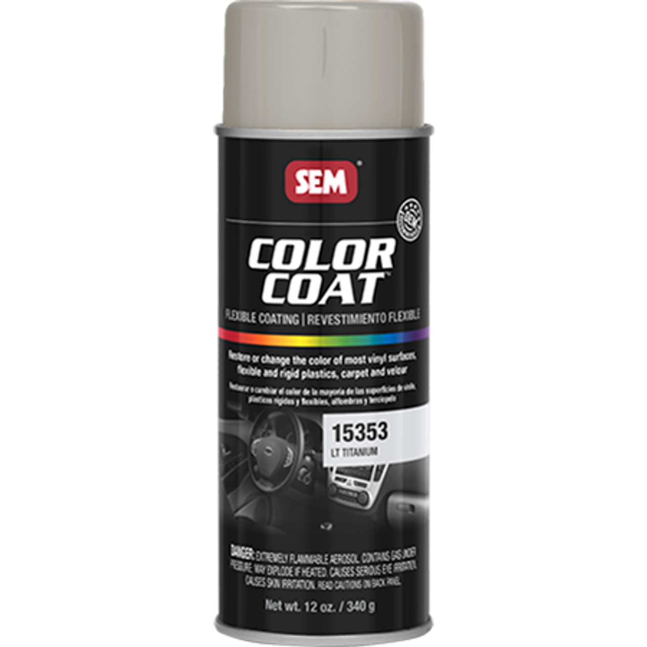 SEM 15353 Lt Titanium Vinyl Coat Flexible Coating 16 oz/12 oz Net