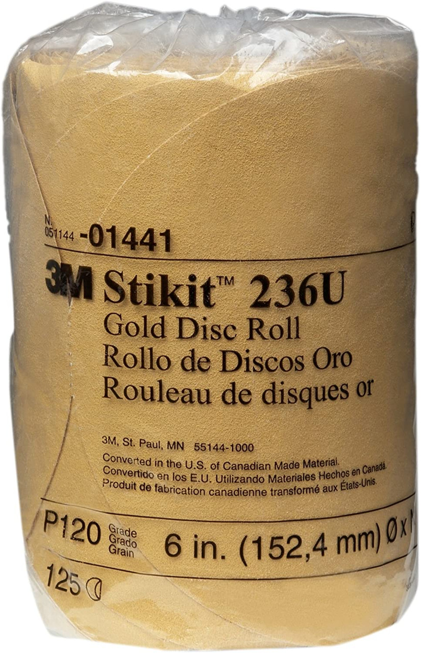 3M 01441 6" Stikit Gold Disc P120 (125/Roll)  RL