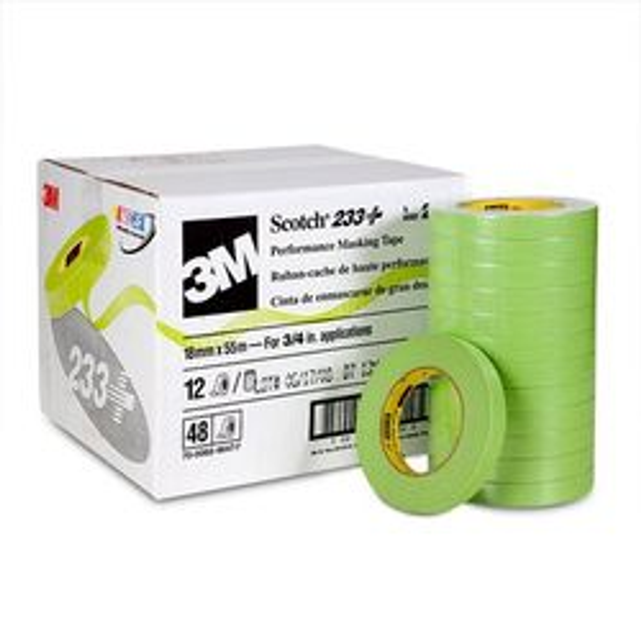 3M 26334 18mm x 55m Green Masking Tape 12/Sleeve