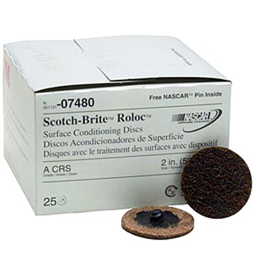 3M 07480 2" Scotch-Brite Roloc Surface Prep Discs Coarse 25/Box