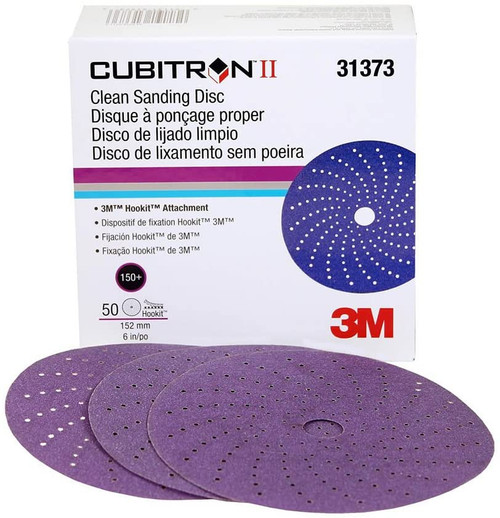 3M 31373 6" 150 Grit Cubitron II Clean Sanding Hookit Discs 50/Box