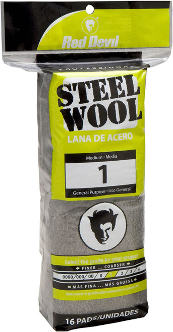 Red Devil Steel Wool Medium 1 16/Pads