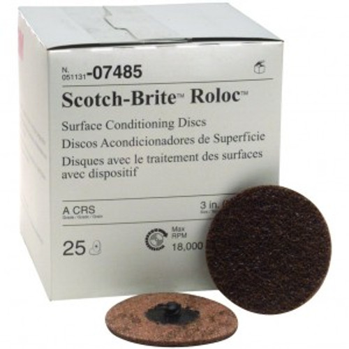 3M 07485 3" Scotch-Brite Roloc Surface Coarse Disc 25/Box