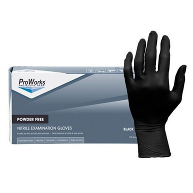 ProWorks GLN-145FL Nitrile Black Gloves Size Large 5 Mil 100/Box