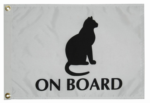 CAT ON BOARD 12X18 FLAG (1817)