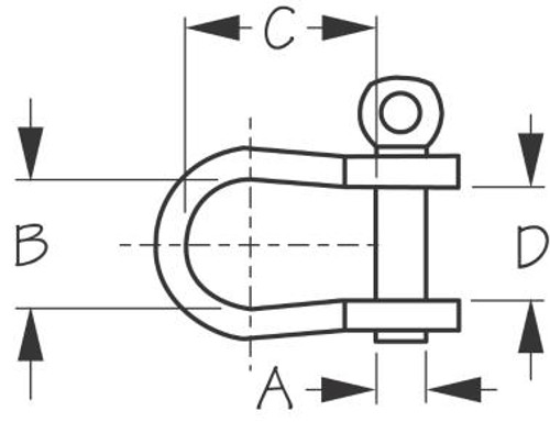 Stainless Steel STRIP BOW SHACKLE - 1/4" (140106)