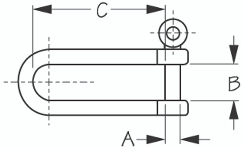 Stainless Steel (316) LONG D SHACKLE 5/32" (147153-1)
