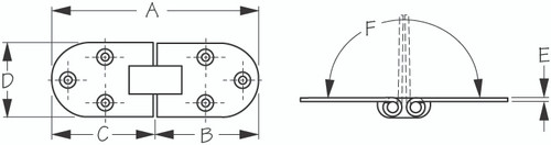 Stainless Steel FLUSH 2-PIN Hinge (201550-1)