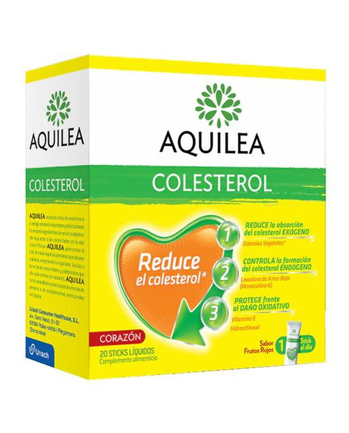 20 sticks líquidos sabor frutos rojos colesterol aquilea