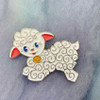 Wonderland Yarns Kitsch Club custom-designed Lamb enamel pin.