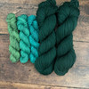 Wrapped in Whispers Shawl Kit 2 — Midnight Herb + Lime to Turquoise Shadow mini gradient