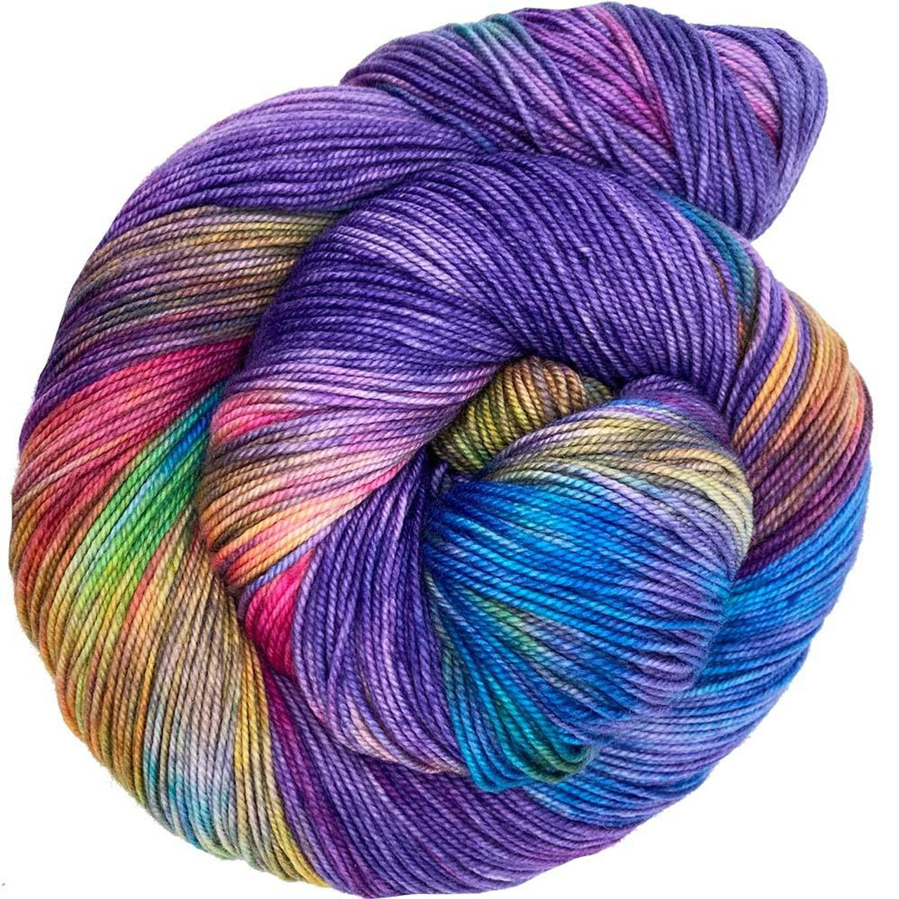 Ribbon Yarn 75 yds with crystal flash aran wt hand dyed Hydrangea- Pea –  Sweet Horse Design Co