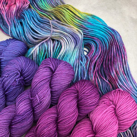 Hand-dyed Unicorn silk & mohair yarn.