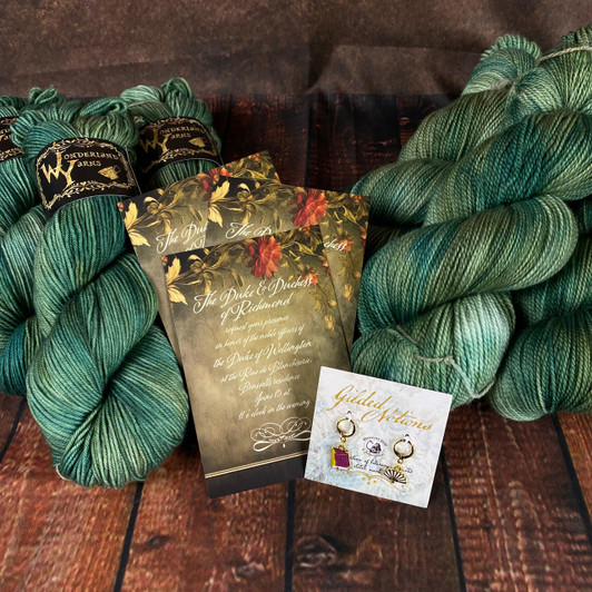 Our April 'Tour of the Season' yarn club colorway was inspired by Vanity Fair, a timeless classic, with a saturated olive with hints of teal. This latest colorway is the fourth in the club palette and is accompanied with three coordinating colorways if desired.