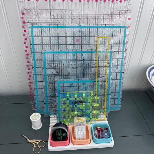 Quilt Ruler Organizer with storage compartments -- colorful, fun, and made in colors of your choosing!
