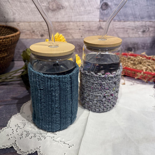 Your new favorite take-it-anywhere project. Our sip & Stitch Tumbler kits are made for moments on the move — ready whenever you are. Each kit makes one knit OR crochet cozy, sized for the glass tumbler provided.